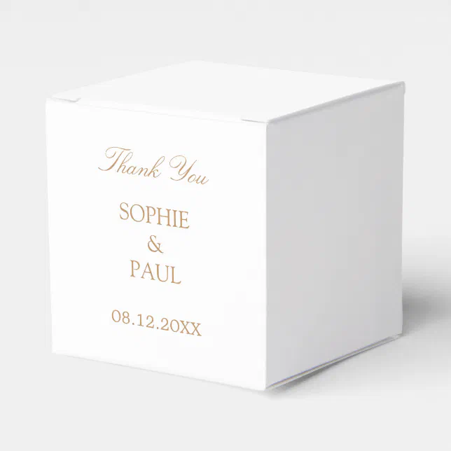 White Golden Beige Traditional Wedding Favor Box