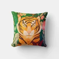 Floral Retro Tiger Pillow