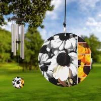 Monochrome and Yellow Black-eyed Susans Wind Chime