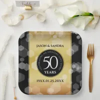 Elegant 50th Golden Wedding Anniversary Paper Plates