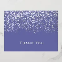 Periwinkle Silver Foil Wedding Thank You Foil Holiday Postcard