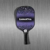 Monogrammed Name Black Glitter on Purple | Pickleball Paddle