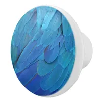 I'm blue - parrot feathers close up  ceramic knob