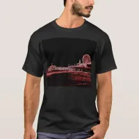 Santa Monica Pier Red Neon Night Photo Edit T-Shirt