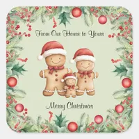 Cute Gingerbread Cookie Family Christmas Square Sticker