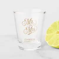 Wedding Date Modern Gold Typography Party Favor Shot Glass