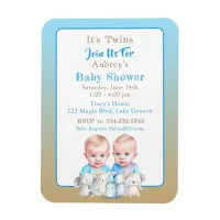 Twin Boy's Baby Shower Watercolor Animals Magnet