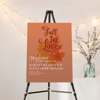 Fall Leaf Burn Orange Fall in Love Wedding Welcome Foam Board