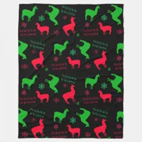 Fa la la Llama Funny Holidays Festive Christmas Fleece Blanket