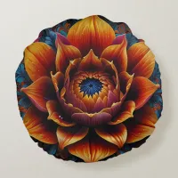 Vibrant Bloom: A Symphony of Color Round Pillow