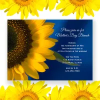 Yellow Sunflower on Blue Mother's Day Brunch Invitation