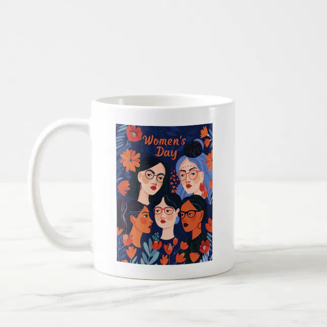 Floral Blue International Women's Day Coffee Mug