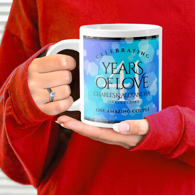 Elegant 41st Blue Topaz Wedding Anniversary Giant Coffee Mug