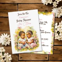 African-American Twin Girl's Baby Shower Invitation