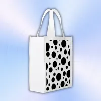 Black Polka Dots on White | Grocery Bag