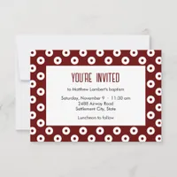 Minimalist Red and White Polka-Dot Baptism Invitation