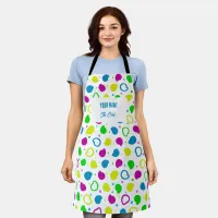 Colorful neon dots and shapes retro pattern apron