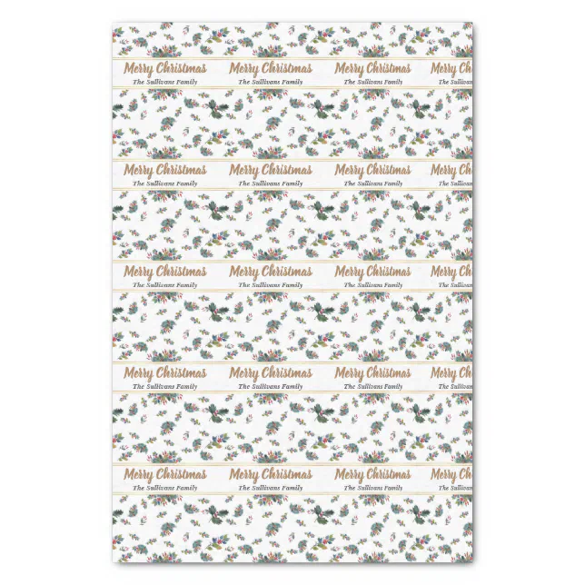 Elegant Personalized Watercolor Christmas Floral Tissue Paper