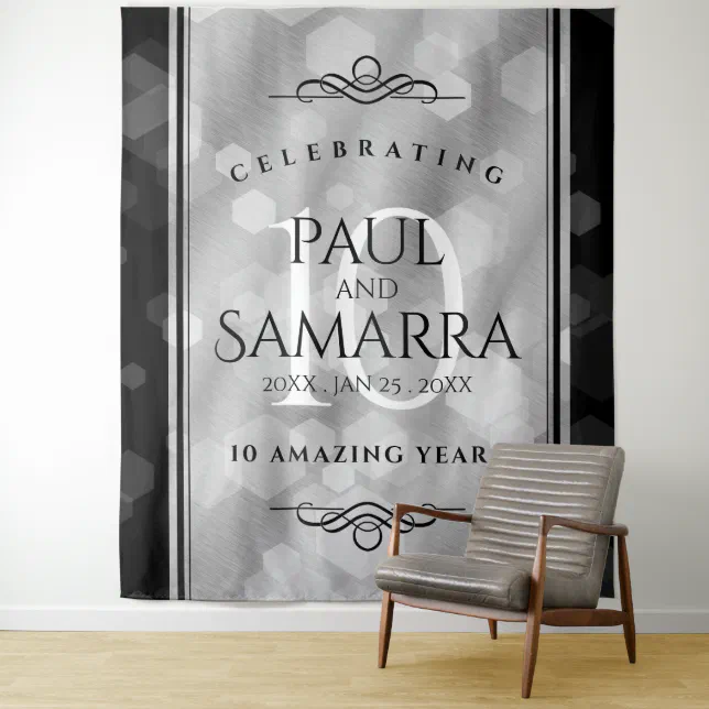 Elegant 10th Tin Wedding Anniversary Celebration Tapestry