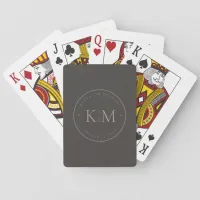 Chic Neutrals Wedding Initials Charcoal ID1020 Poker Cards