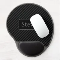 Sophisticated Grey & Black Pinstriped Personalized Gel Mouse Pad