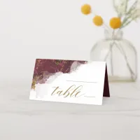 Marble Glitter Wedding Table Burgundy Gold ID644 Place Card