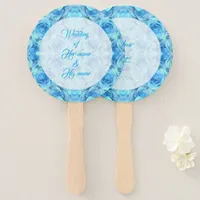 Opulent rose design in turquoise                   hand fan