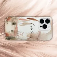 Monogrammed Pretty in pink pampas grass | Case-Mate iPhone 14 Pro Max Case