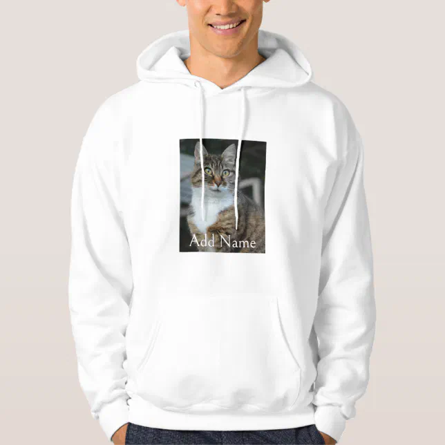 Custom Photo Cat and Name Personalized Men Hoodie