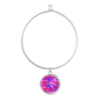 Pink & Blue Camouflage Bangle Bracelet with Charm