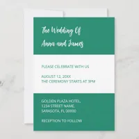 Emerald Green White Wedding Invitation