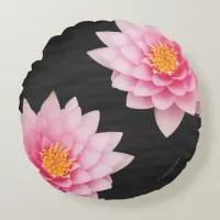 Elegant Floating Pink Lotus Flowers Round Pillow