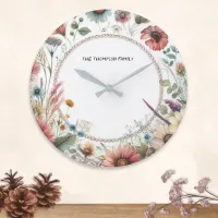 Autumn Flowers Elegant Nature Floral Personalized Large Clock