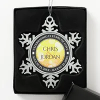 Elegant 13th Citrine Wedding Anniversary Snowflake Pewter Christmas Ornament