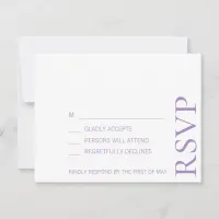 Simple Minimalist Elegant Lavender Text Wedding RSVP Card