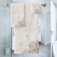 Romantic white roses bath towel set