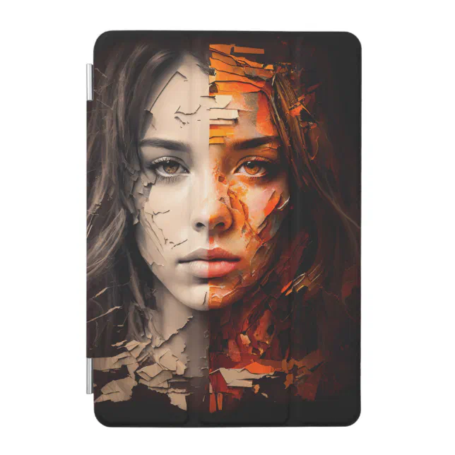 Woman's Face Left/Right Split Oil Painting iPad Mini Cover