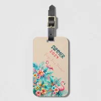 Tropical Jungle Summer 2024 Flamingo Slogan Luggage Tag