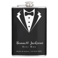 Black Tuxedo Tie Best Man Wedding Flask