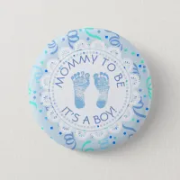 Mommy to be Blue confetti Baby Shower Button
