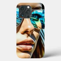 Pretty Woman with Reflection of Beach Sunglasses iPhone 13 Pro Case