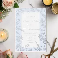 Elegant wildflower blue and Silver Anniversary Foil Invitation