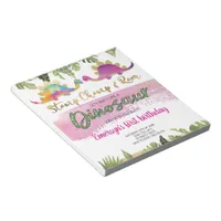 Budget Pink Girl Dinosaur Birthday Invitation Notepad