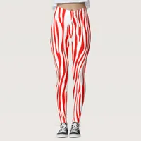 Red and White Zebra Leggings