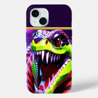 Cobra snake withlime green lips and pink eye brow iPhone 15 case