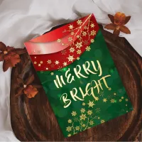 Sparkly Elegant Red Green Seasonal Merry & Bright Foil Holiday Card