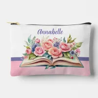 Pink Roses on Book Small Accessory Accessory Pouch