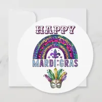 Mardi Gras Rainbow and Mask Card