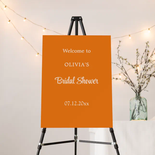 Bright Orange Bridal Shower Welcome Sign