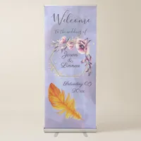 Quirky Flame Orange Feather with Pastel Flowers  Retractable Banner